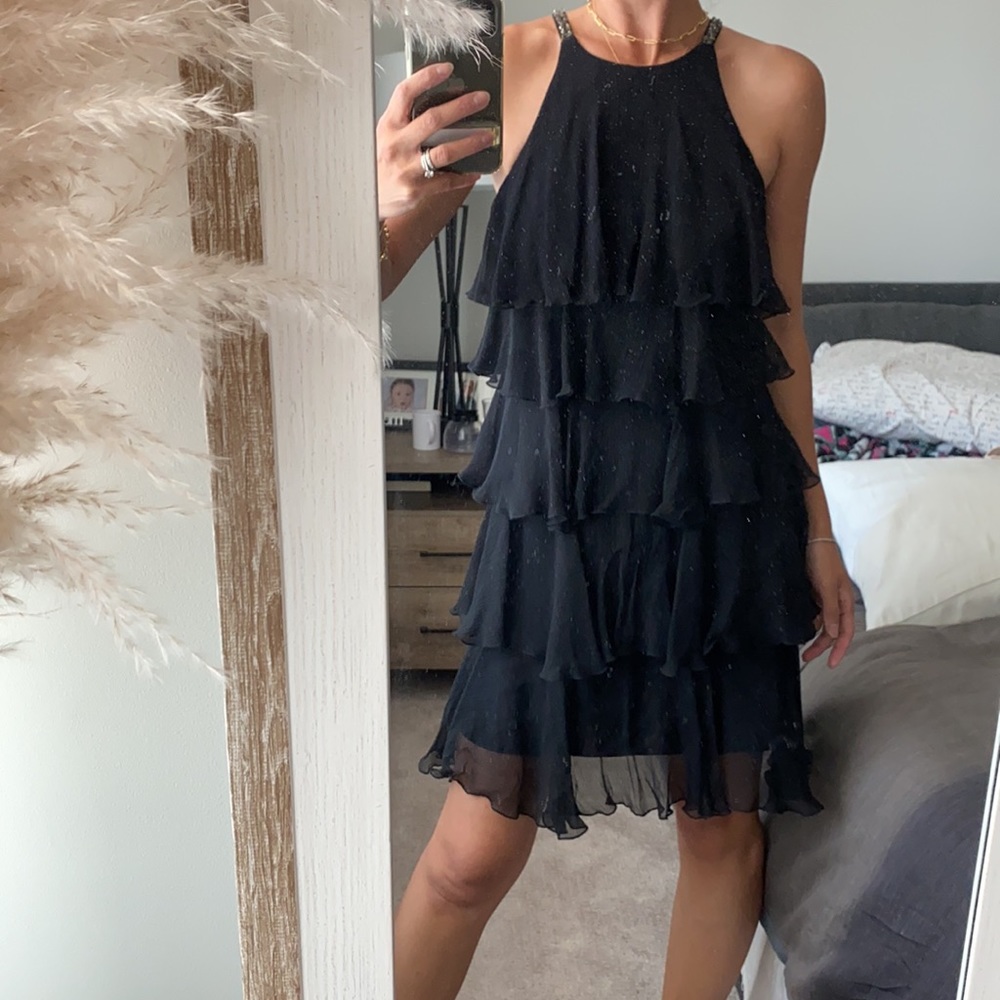 BCBGMaxAzria Black Tiered Mini Dress